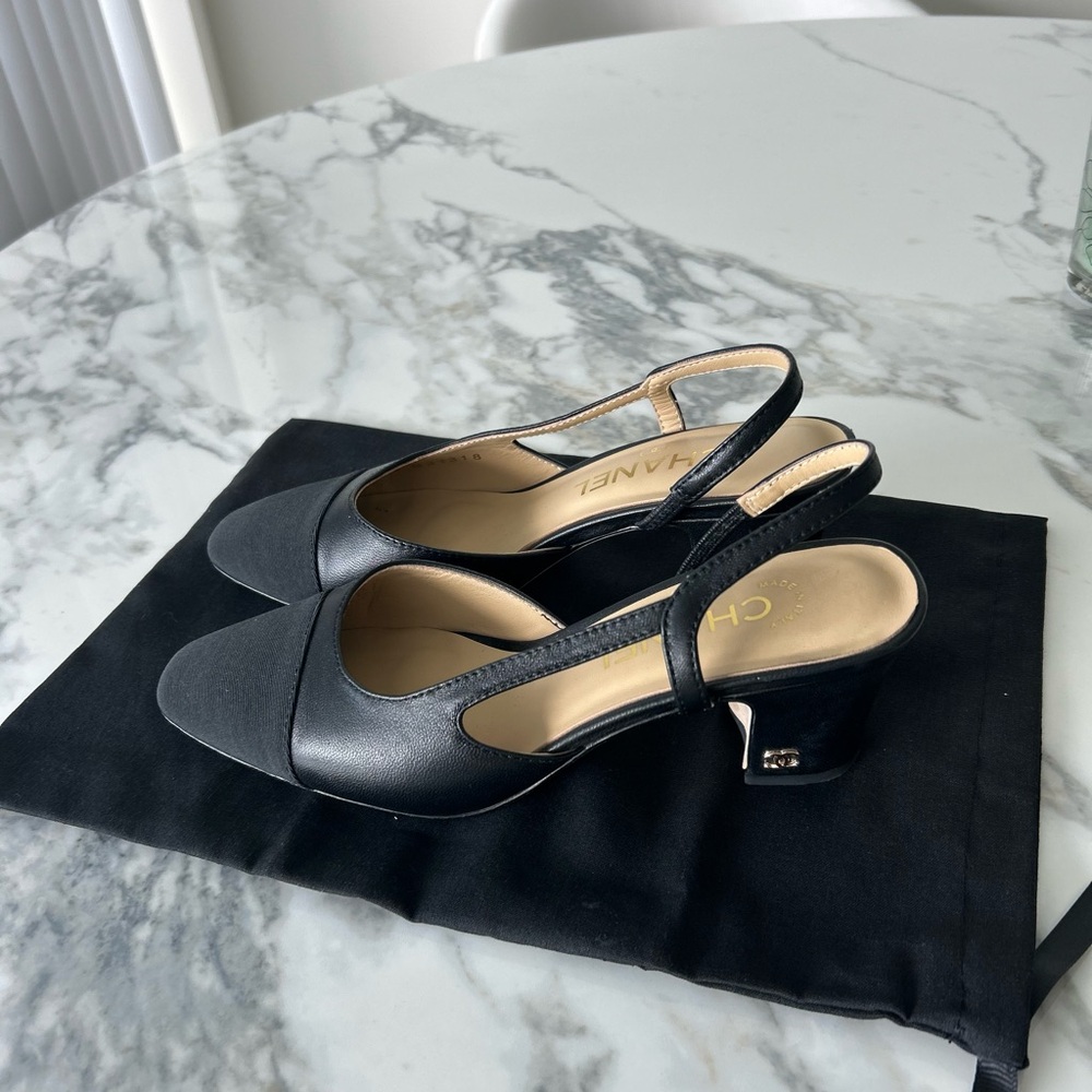 Chanel Black Slingback Heels